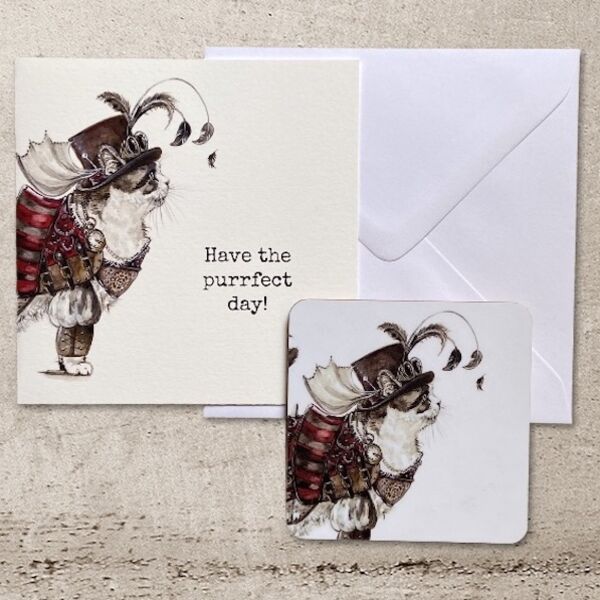 Banksy, Puzzlewood's Cat Coaster and Card