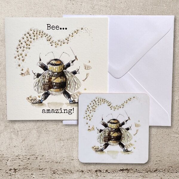 The Bee Conductor Coaster and Card Set