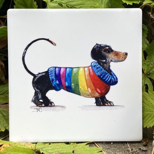 Beau the Dachshund Ceramic Coaster