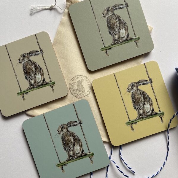 Four Constance Hare Coasters