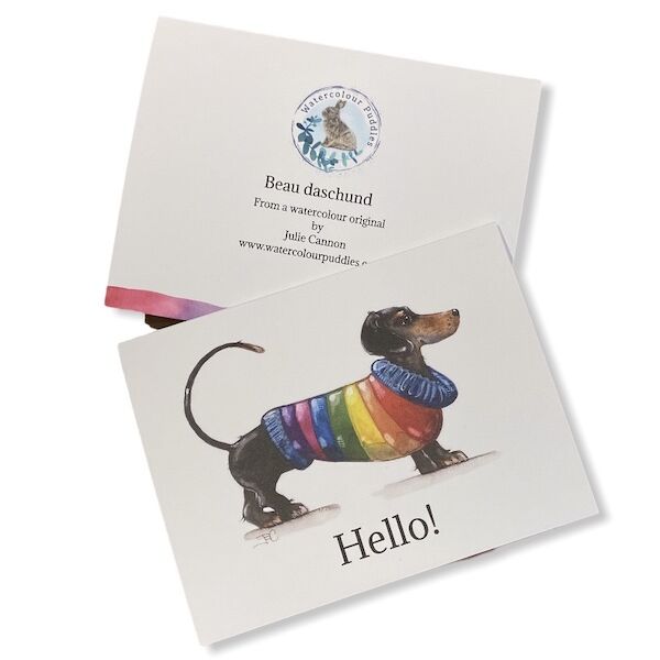 Four Beau Dachshund Notelets
