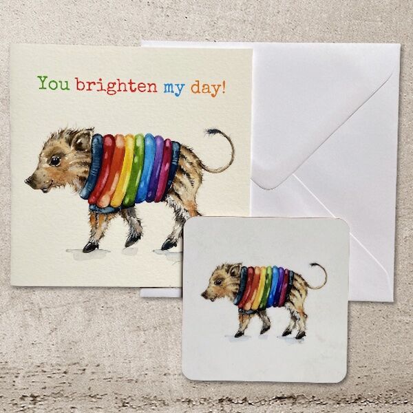 Rainbow Humbug Coaster and Card Set
