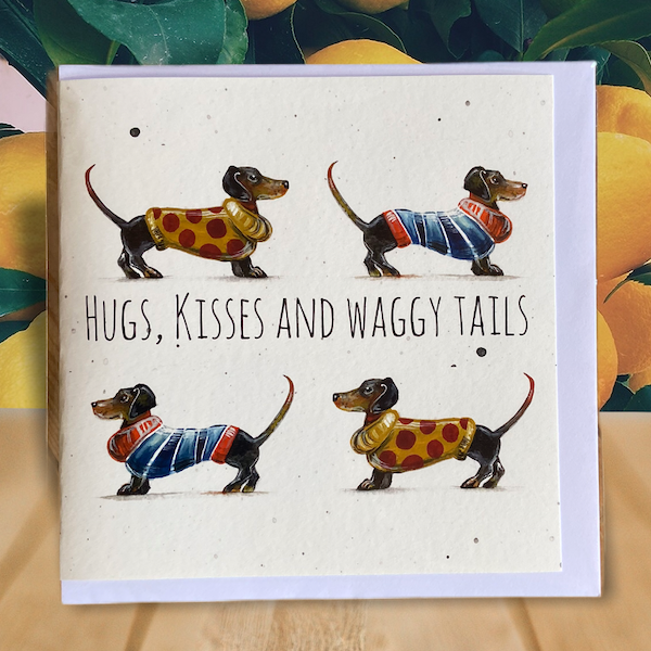 Hugs, Kisses and Waggy Tails card