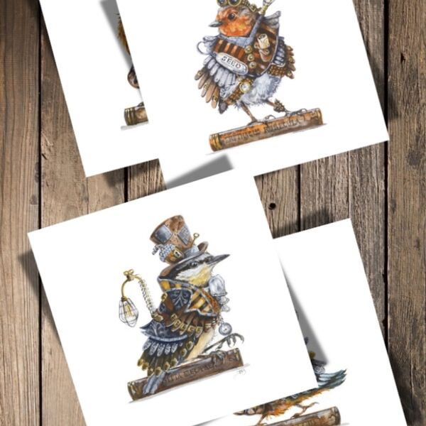 Coming soon... The Steampunk 4 Bird Collection - LTD ED Unmounted Prints