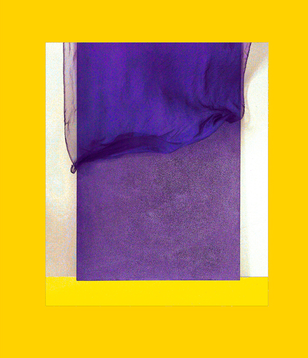 Wind Blown Chiffon Curtain with yellow border.