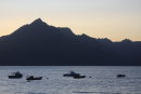 Cullins and boats, Loch Coruisk.