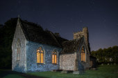 Winterbourne Bassett church by moonlight