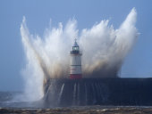 Newhaven lighthouse in storm