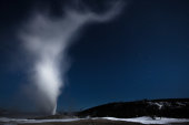Old Faithful by moonlight