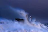 Porthcawl lighthouse in storm