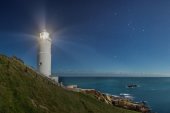 Start Point lighthouse by moonlight