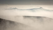 Milk Hill, Woodborough Hill and Picked Hill in mist