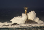 Longships Lighthouse in storm, Cornwall