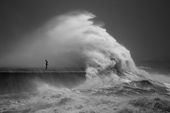 Cobb in storm, Lyme Regis
