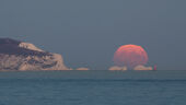 Full Moon rising over The Needles, Isle of Wight