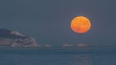 Full Moon rising over The Needles, Isle of Wight