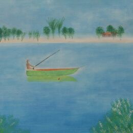 Fishing. Acrylic on Board. 39 x 28 cm