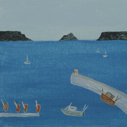 Jetty. Acrylic on Paper. 6.5 x 6.4 cm