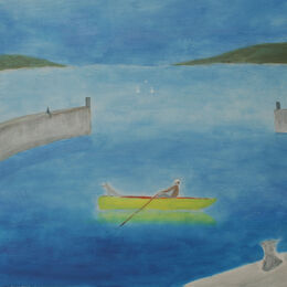 Watching the Way Home. Acrylic on Board. 46 x 43 cm