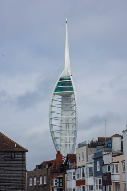 The Spinnaker Tower rises above the properties of the Old Town