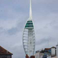 The Spinnaker Tower rises above the properties of the Old Town