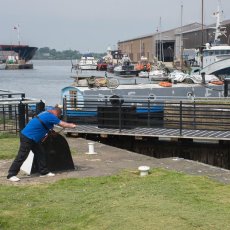 Opening the Lock Gates at Glasson