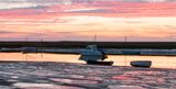 Sunset over Burnham Overy Staithe, mirror reflection in the puddles...