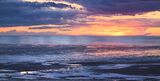 Mirror reflection sunset over The Wash, Heacham.