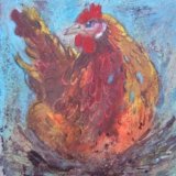 Sitting Pretty (Ink & oil pastel) (Sold)