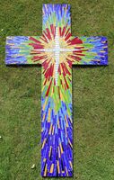 Christian art mosaic cross commission by Sue Kershaw, Mosaic Artist