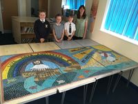 School mosaic commission by Sue Kershaw, mosaic artist