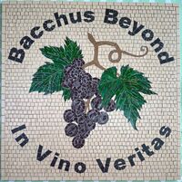 Mosaic commission Bacchus Beyond for wine merchant's shop by Sue Kershaw, mosaic artist