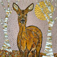 Night time forage mosaic by mosaic artist Sue Kershaw