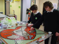 British Heart Foundation School mosaic commission by Sue Kershaw, mosaic artist