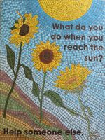 Garden mosaic commission by mosaic artist Sue Kershaw