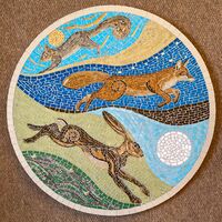 Leaping for Joy mosaic by mosaic artist Sue Kershaw