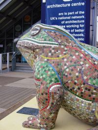 Mosaic commission 'Larkin 25' mosaic toad by Sue Kershaw