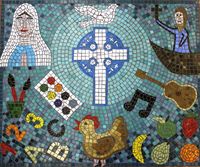 School mosaic commission by Sue Kershaw, mosaic artist