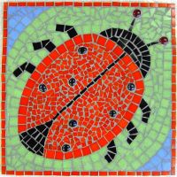 Ladybird mosaic - School mosaic commission by Sue Kershaw, mosaic artist