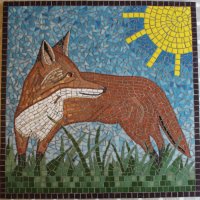 Fox mosaic created as a School mosaic commission by Sue Kershaw, mosaic artist