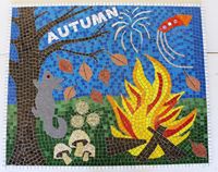 School Four Seasons mosaic commission by Sue Kershaw, mosaic artist