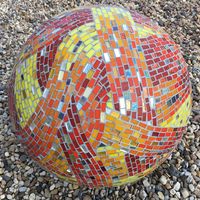3D sculptural garden mosaic sphere