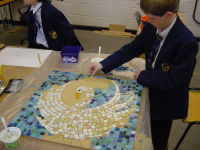 Swan School mosaic commission by Sue Kershaw, mosaic artist
