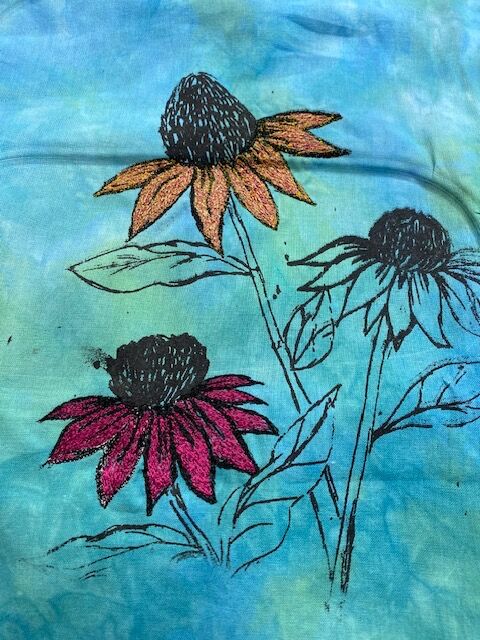 May 2026 - Member's work from free machine embroidery workshop with Alison Hulme