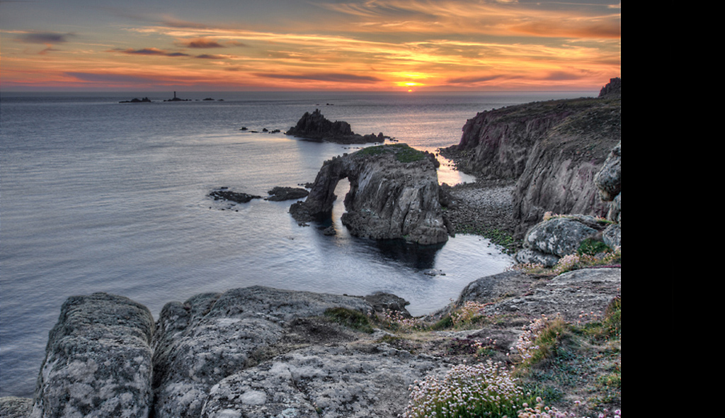 Lands End Cornwall at Sunset