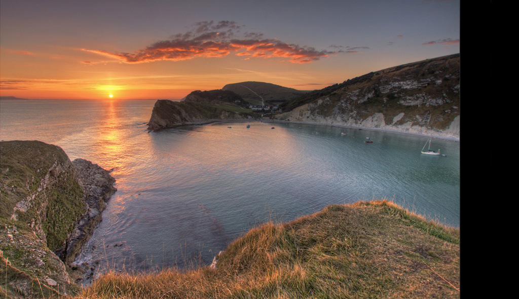 Lulworth Cove Dorset at Sunset