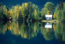 Canadian lake , with white house