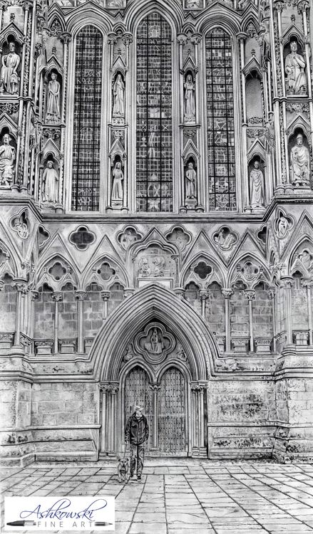 Dog Walker at Wells Cathedral
