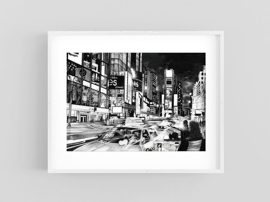 Times Square Print in White Frame