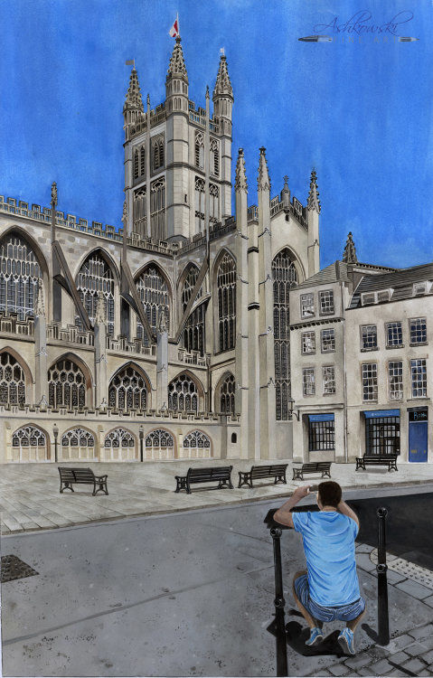 Tourist at Bath Abbey